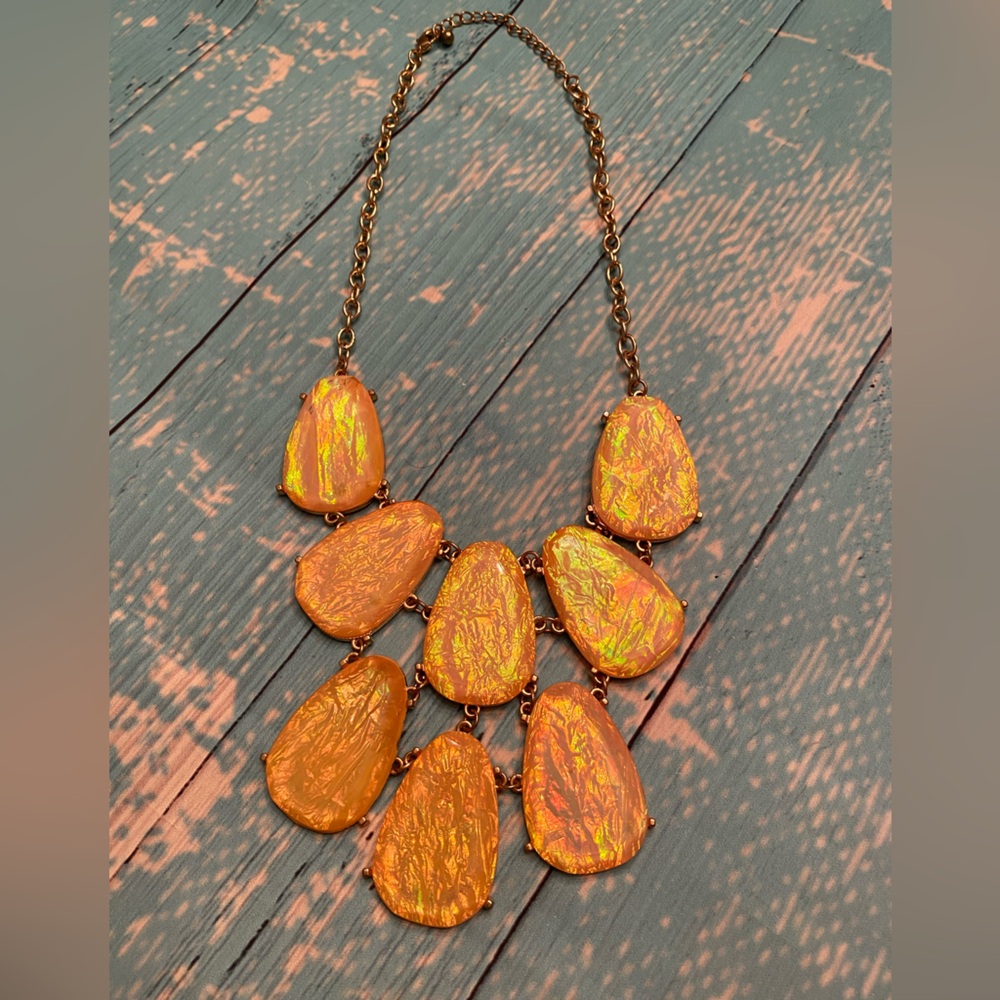 Statement Necklace with Iridescent Stones